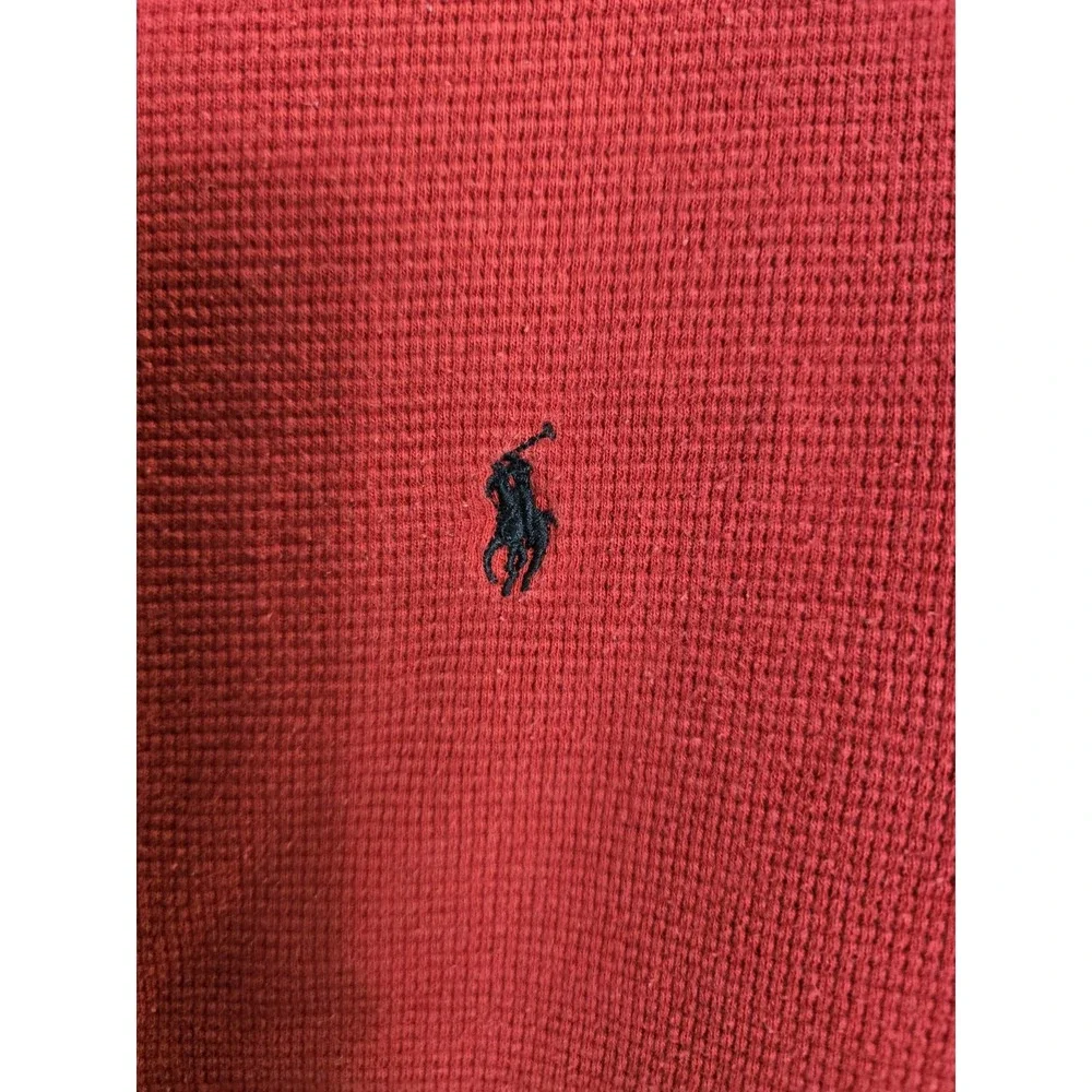 Polo Ralph Lauren Men's 2XL XXL Red Waffle Knit Thermal Pony Logo Crewneck‎